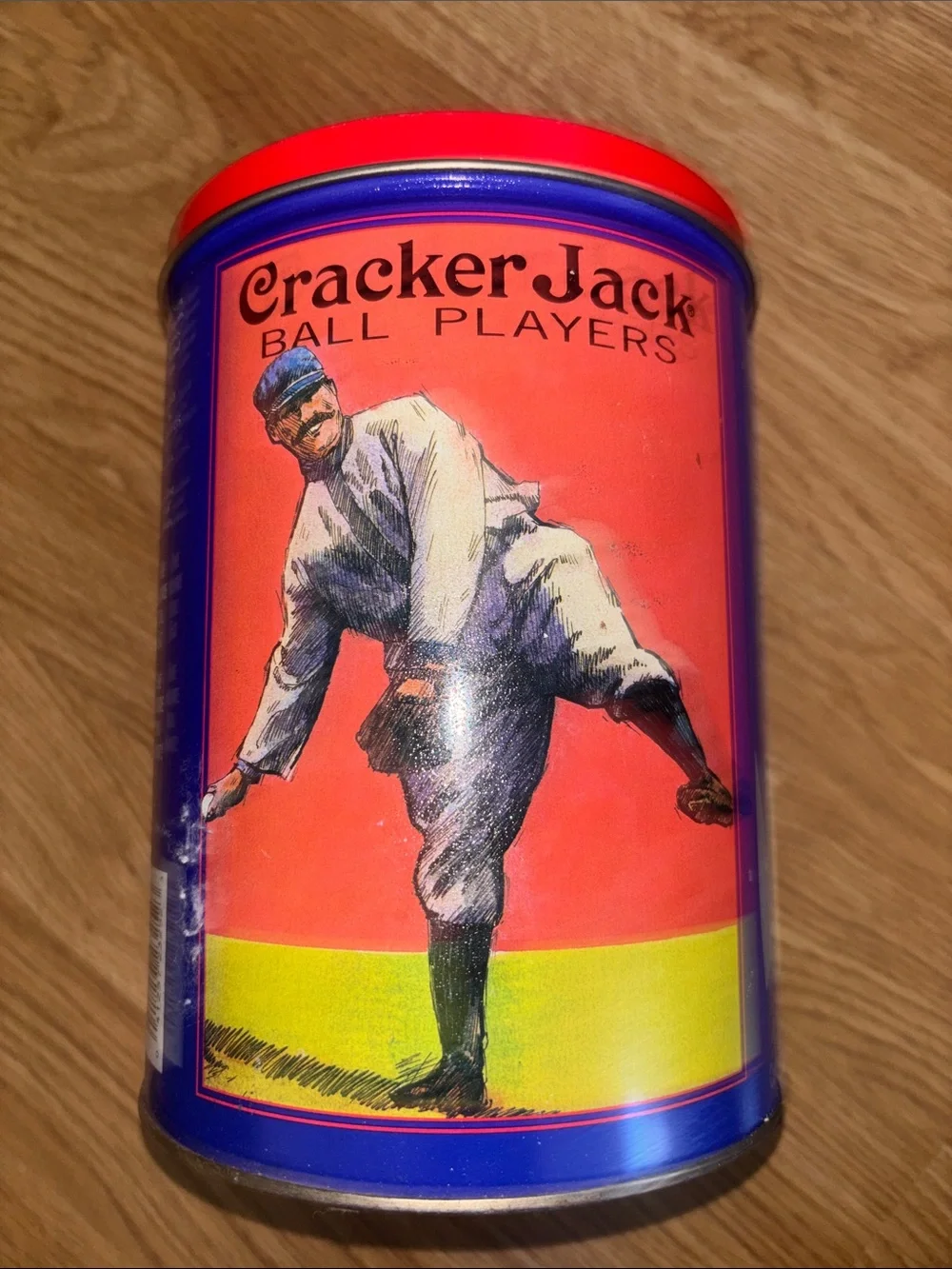 Cracker Jack Decorative Tin Canister - Red & Blue